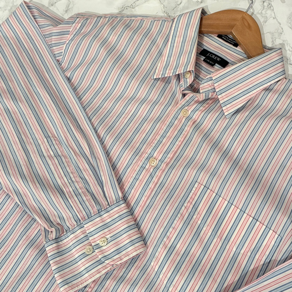 J.Crew Men’s Multicolor Striped Button Down Shirt Cotton Workwear Size L